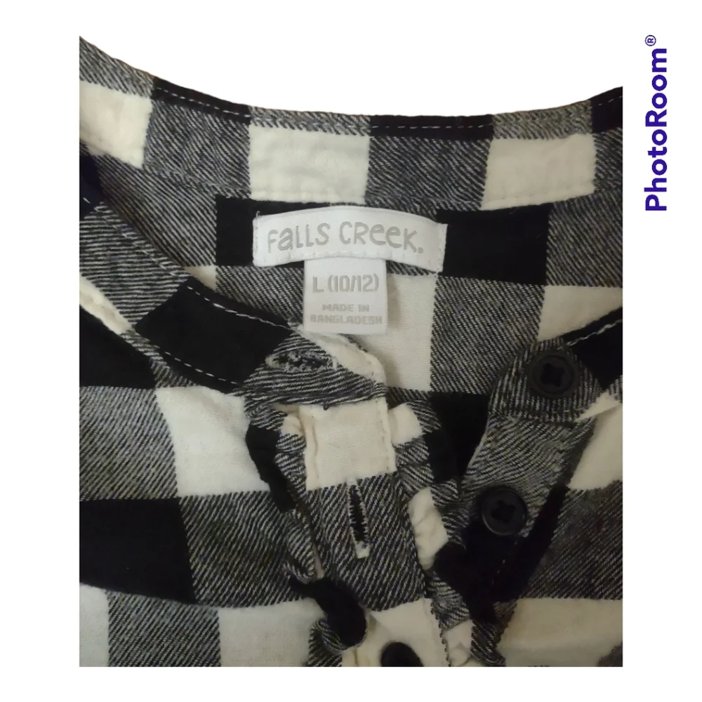 Falls Creek Girl's Flannel Dress Buffalo Check 10/12 - Picture 2 of 2
